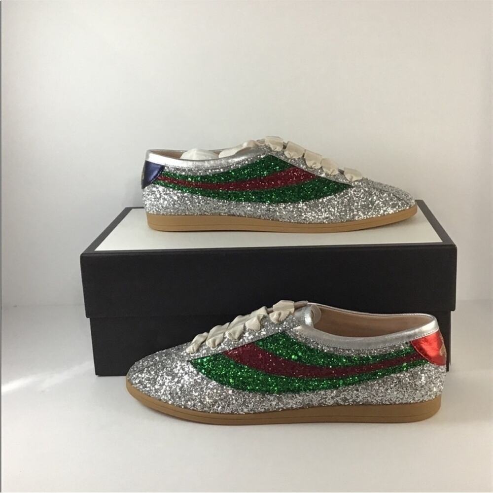 Gucci Falacer Glitter Sneakers Tennis Shoes Size 10.5 - Picture 9 of 13